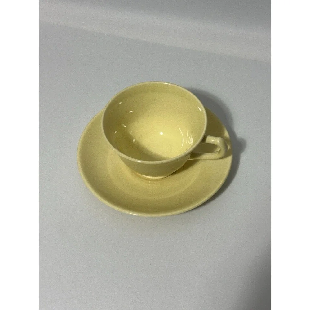 VTG LuRay Pastels TS&T Footed Cup & Saucer Set - Pastel Yellow